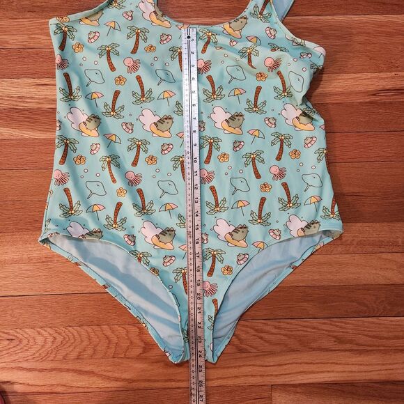 Adorable Pusheen Swimsuit for Cat and Kawaii Lovers, Aqua color, Sz 4XL - Picture 7 of 10